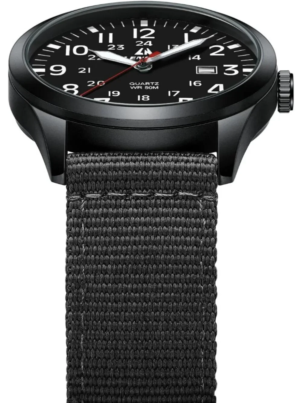 Men All Black Nylon Strap Stylish Luminous Unisex Military Tactical Casual Watch
